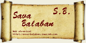 Sava Balaban vizit kartica